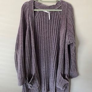 Gray velvet cardigan